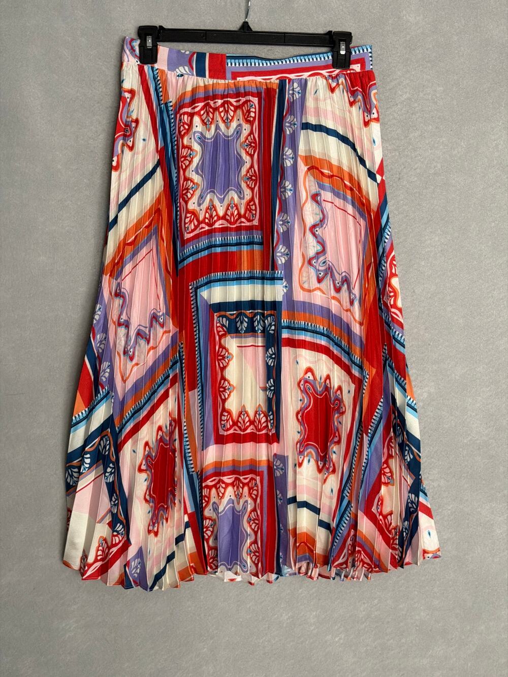 T Tahari Tile Print Skirt Pleated Pull-On Women's XL NEW
